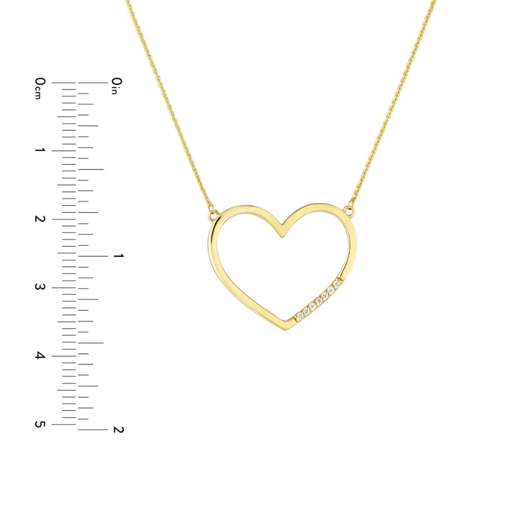 14k Gold Open Heart Pendant Necklace