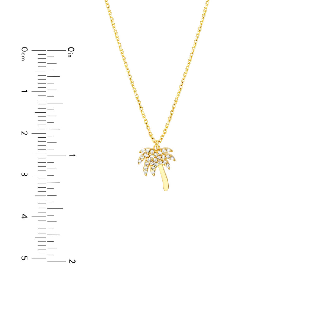 Hawley St Women s 14K Pave Diamond Palm Tree Pendant Necklace Metallic Necklaces