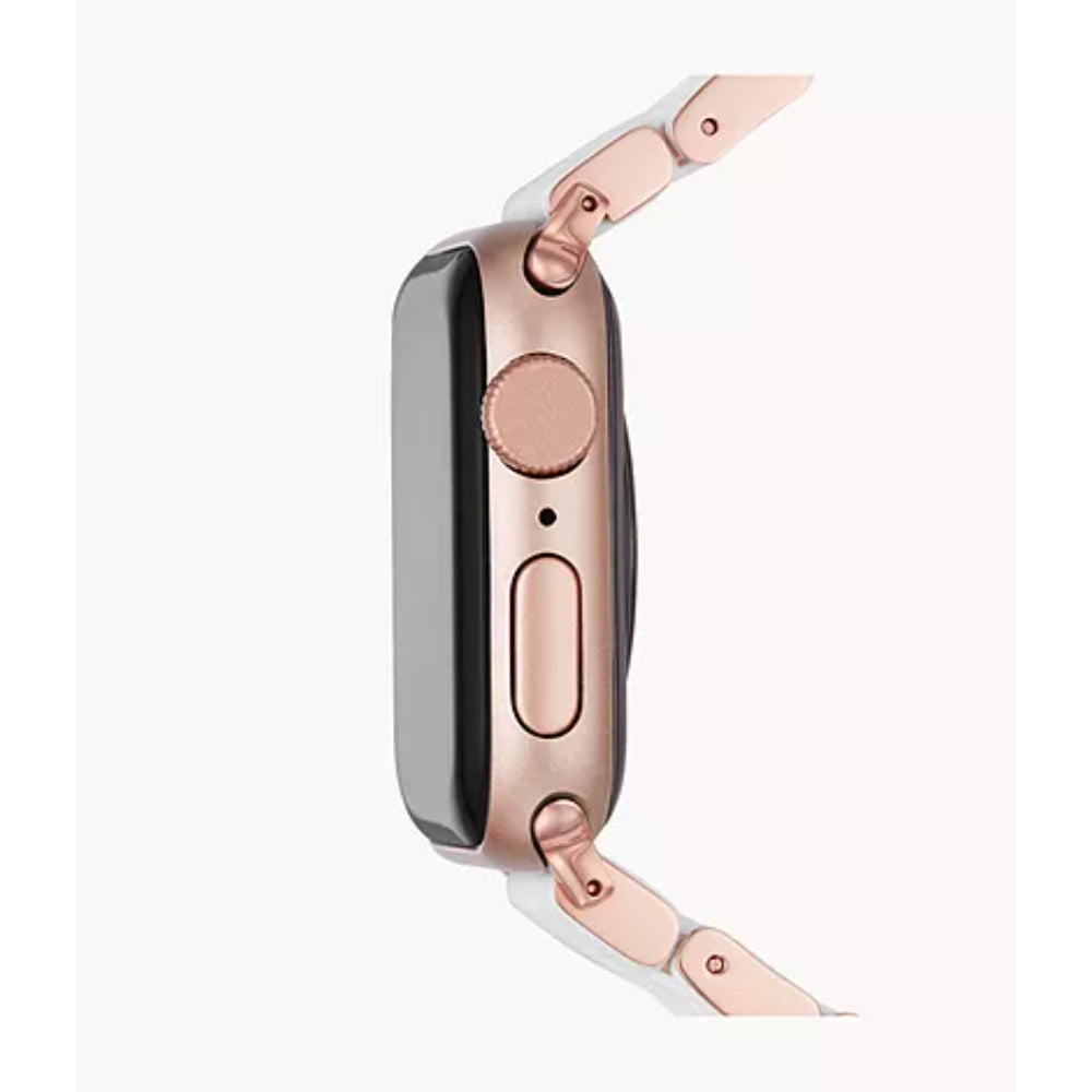 Michele White Silicone Wrapped Bracelet Band with Rose Gold for Apple Smyth Jewelers