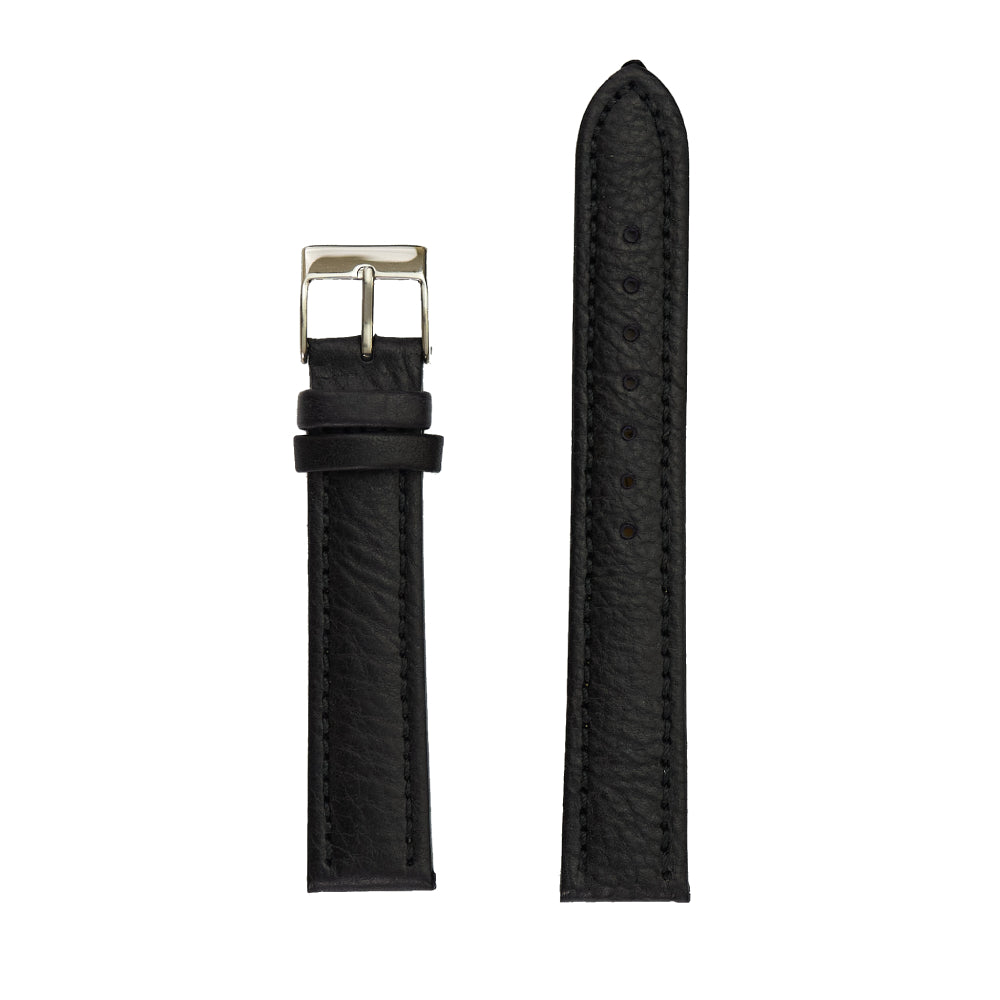 Men's Genuine Smooth Leather Watch Band - Black