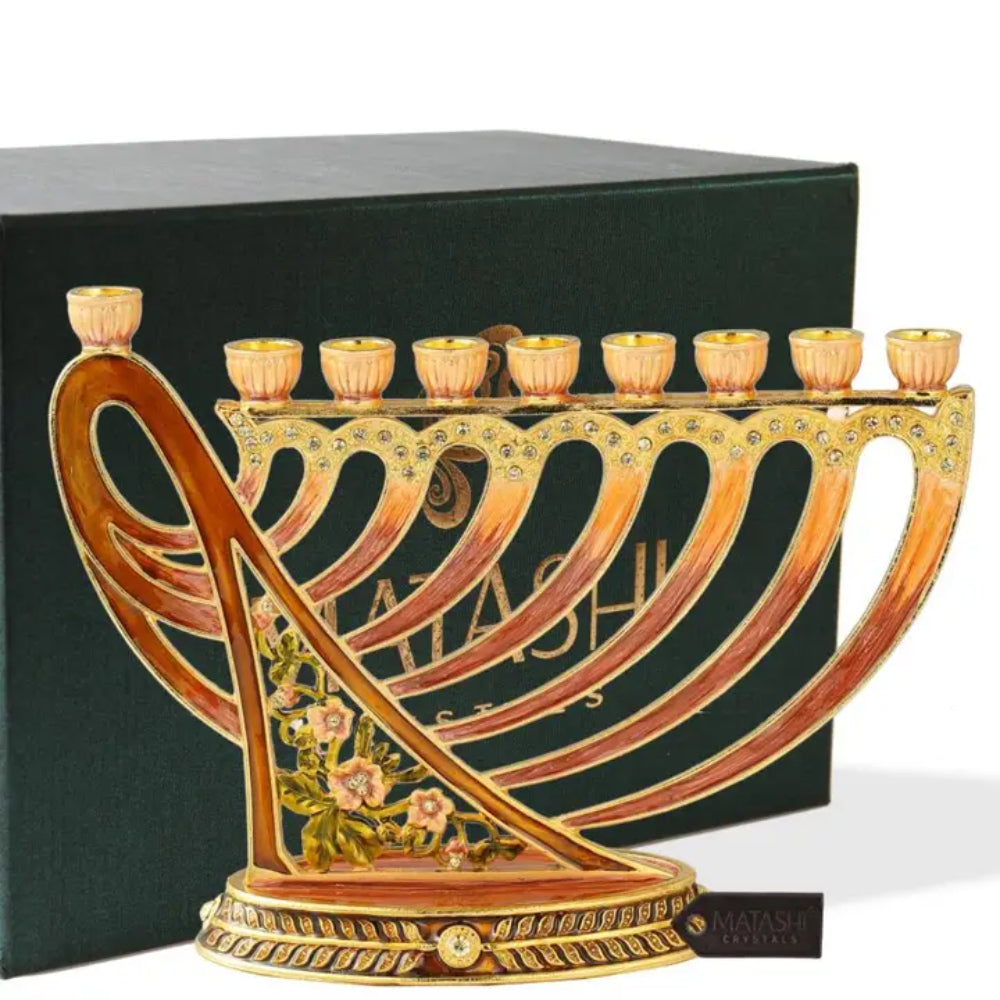 Menorah Matashi Hand Painted Enamel Candelabra