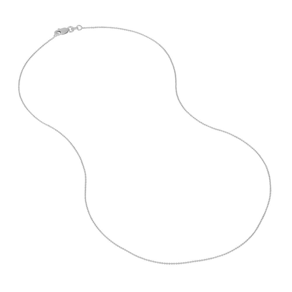 18k White Gold 0.7mm Cable Chain, 18"