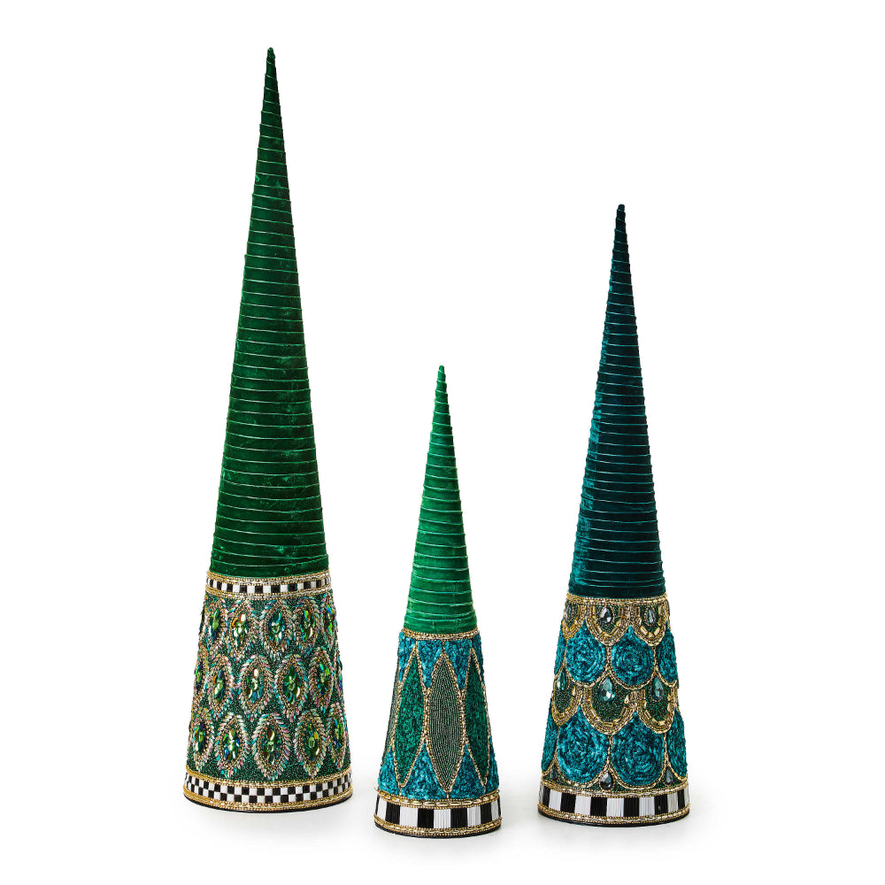 Mackenize Childs Emerald Luxe Beaded Cone Tree