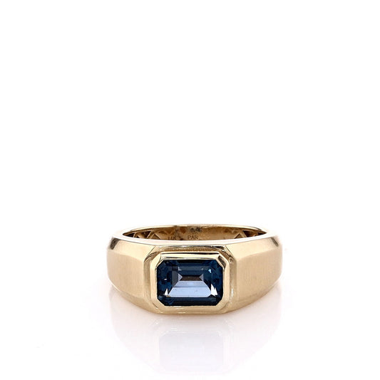 14k Yellow Gold Gents 2.10ct London Blue Topaz Band