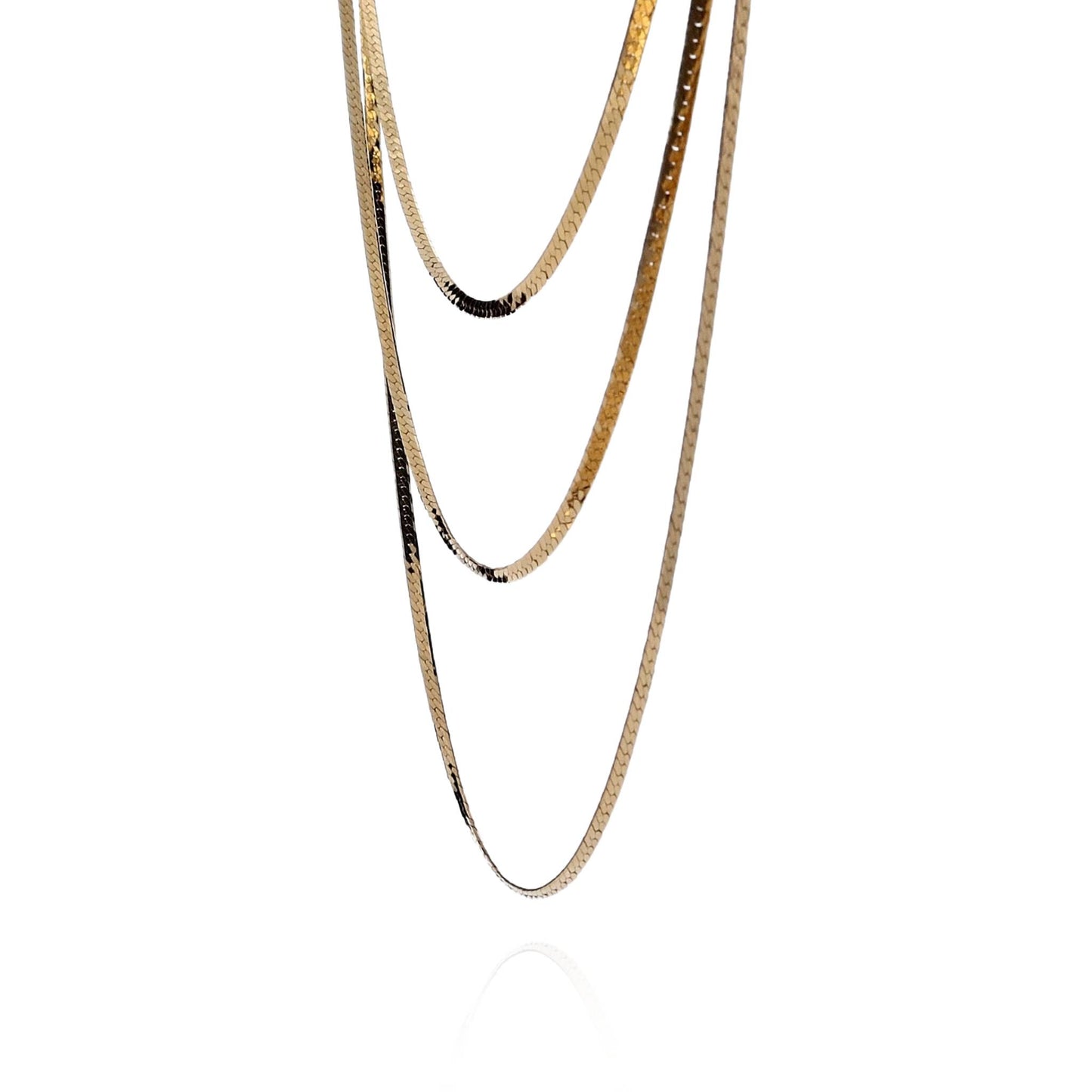 14k Yellow Gold Multi-Strand Layered Herringbone Necklace