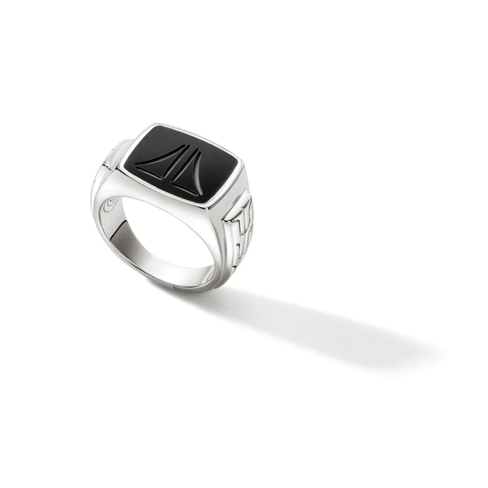 John Hardy ID Signet Ring with Black Onyx