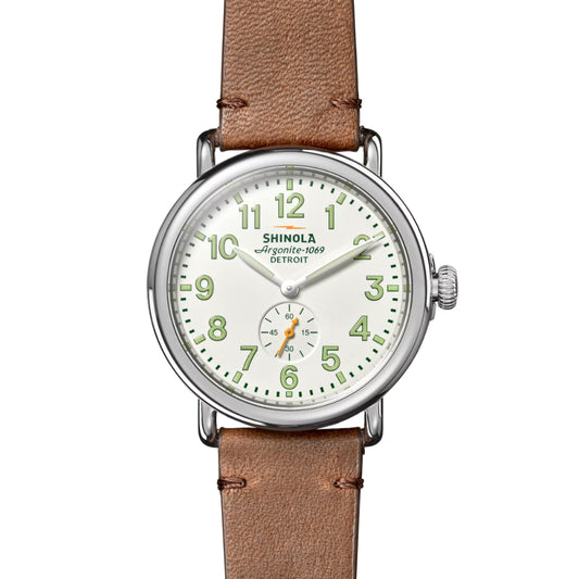 Shinola The Runwell 41mm - White Dial with Green Accents