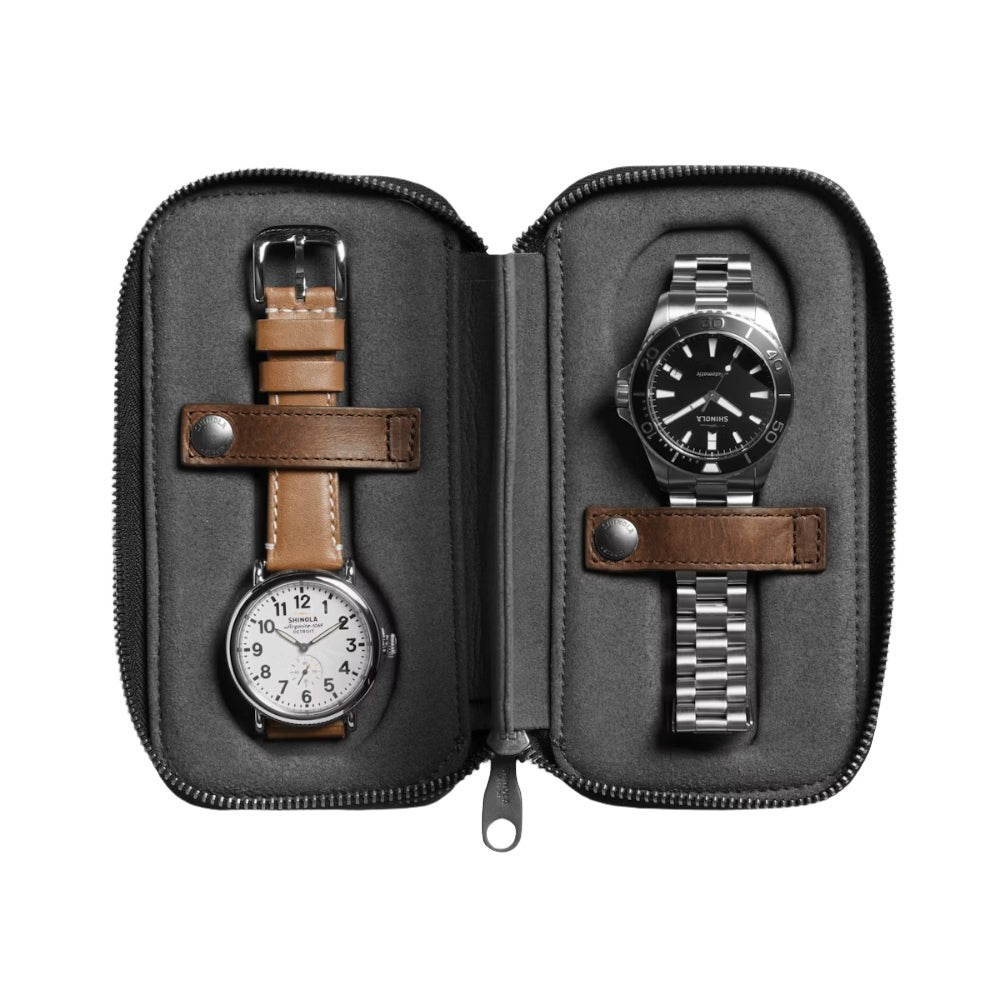 Shinola Navigator Leather Travel Watch Case Brown