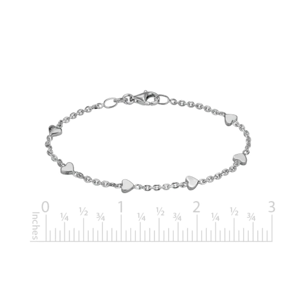 Sterling Silver Hearts Station Bracelet