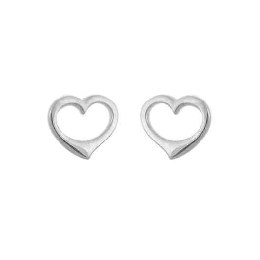 Sterling Silver Open Heart Stud Earrings