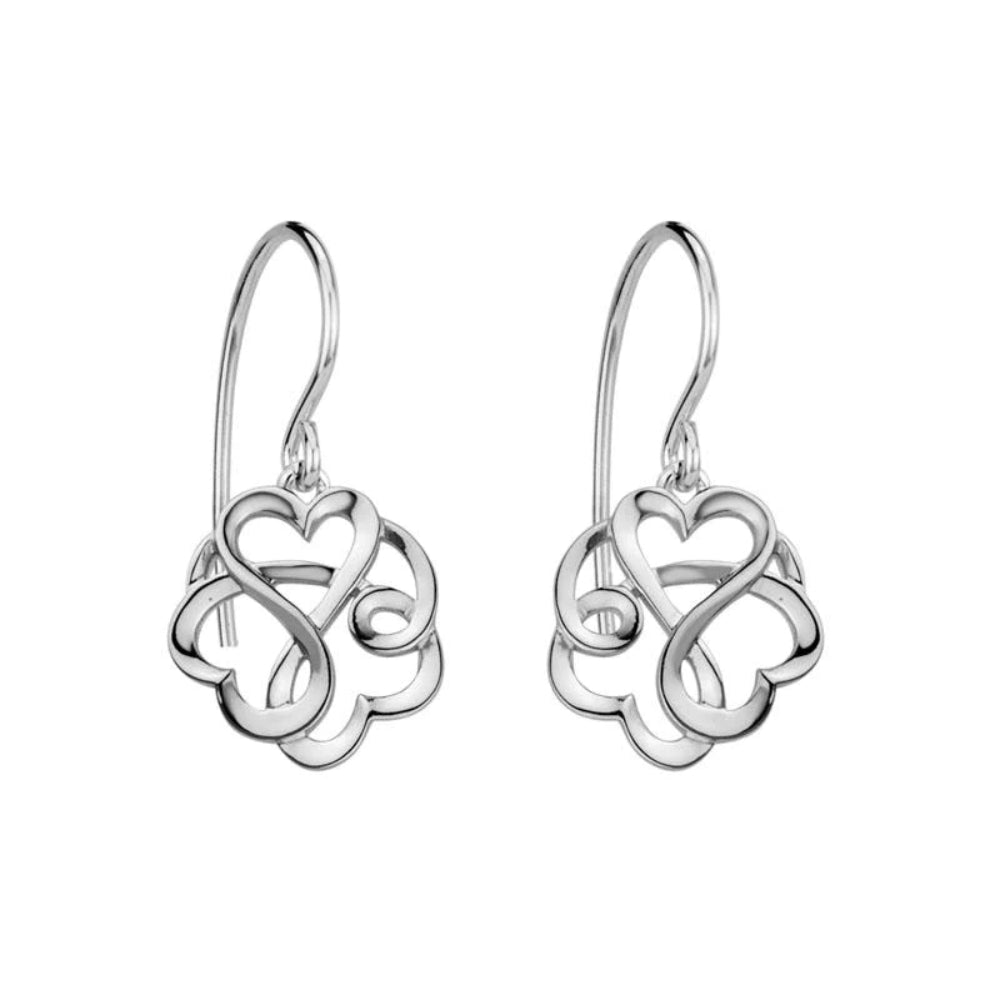 Sterling Silver Open Entwined Hearts Earrings