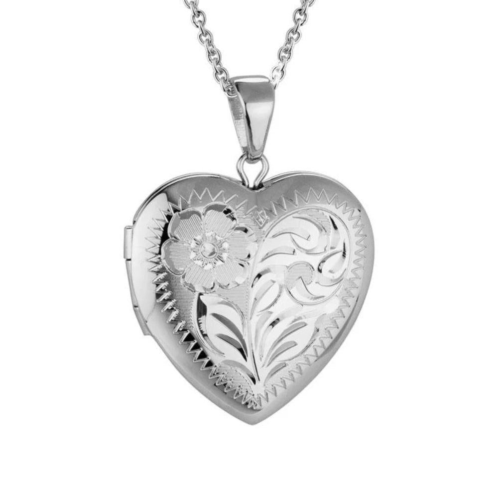 Sterling Silver Engraved Heart Locket Necklace – Smyth Jewelers