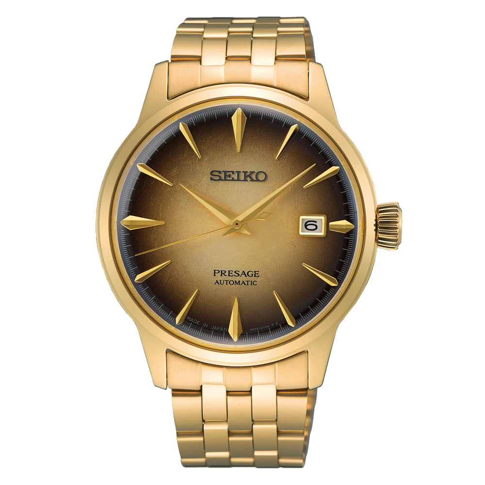 Seiko Presage Gold-Tone Cocktail Time Automatic, Gold Dial SRPK48