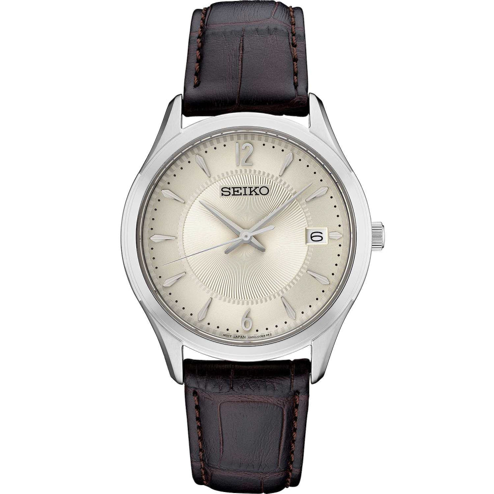 Seiko Essentials Patterned Antique White Dial Quartz, SUR421