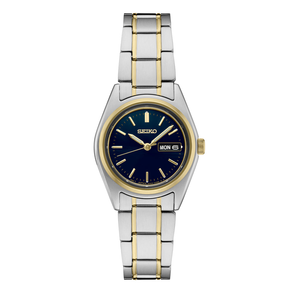 Seiko Essentials 28mm Blue Dial Two-Tone Stainless Quartz