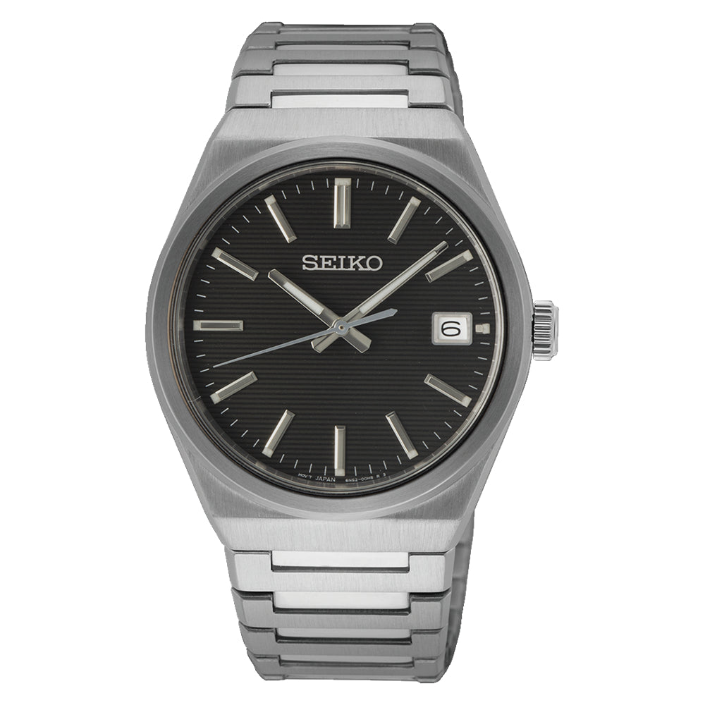 Seiko Classic Quartz 39mm Analog - Black Dial/Steel Strap