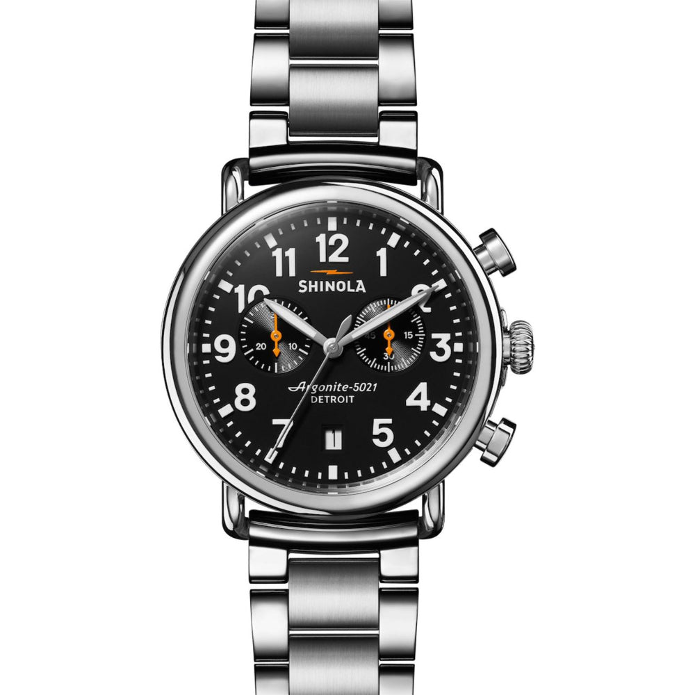 Shinola Runwell Chrono 41mm, Stainless Steel/Black Dial