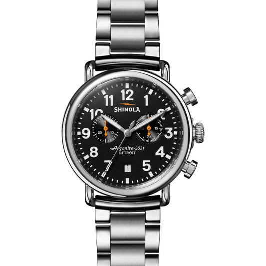 Shinola Runwell Chrono 41mm, Stainless Steel/Black Dial