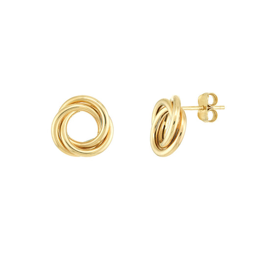 14k Gold Open Love Knot Stud Earrings