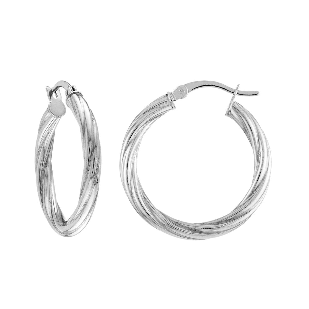 Sterling Silver Twist Hoop Earrings