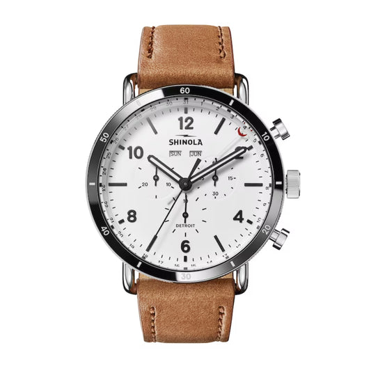 Shinola Gents 45mm Canfield Sport Chronograph-White