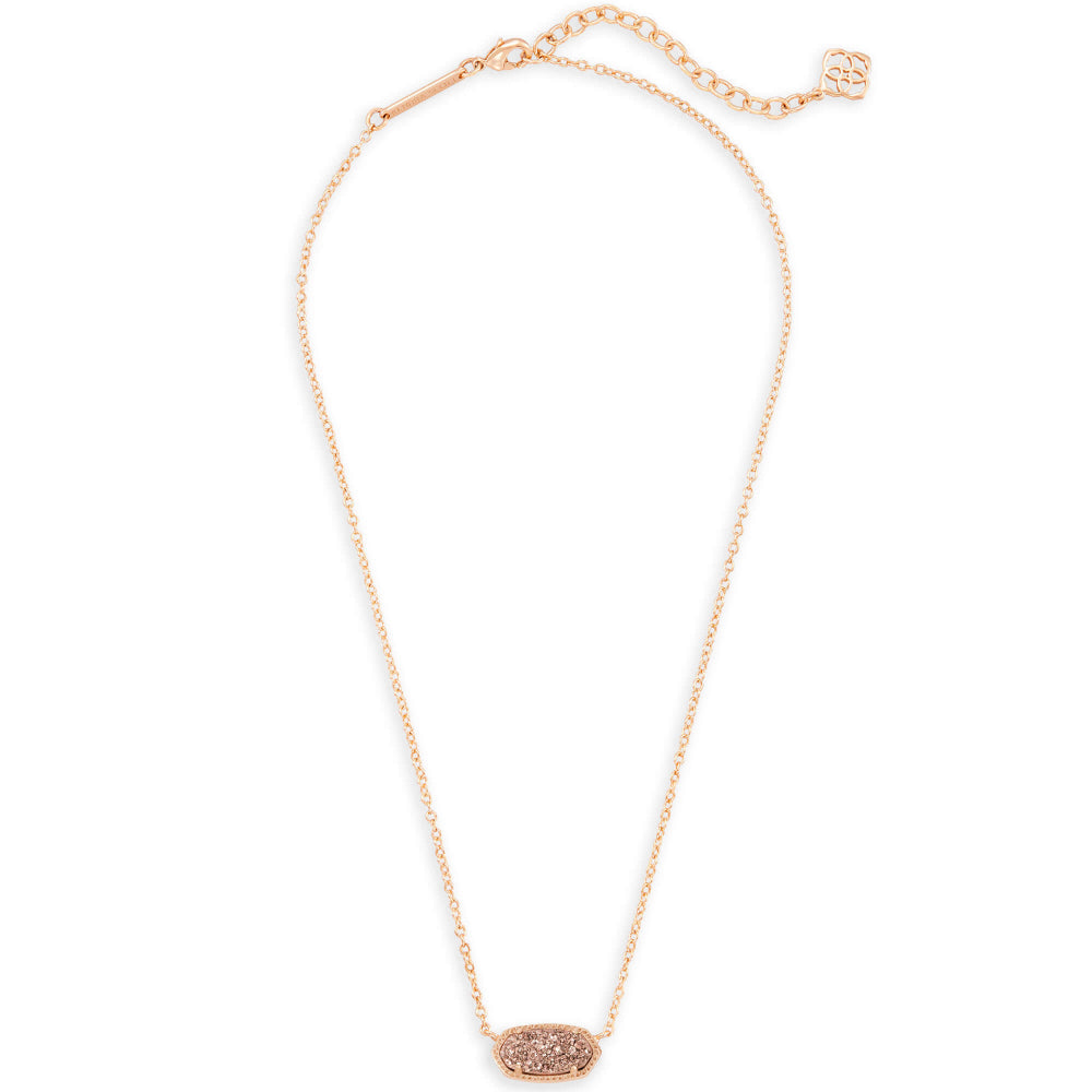 Kendra Scott Elisa Short Pendant Necklace in Rose Gold Drusy