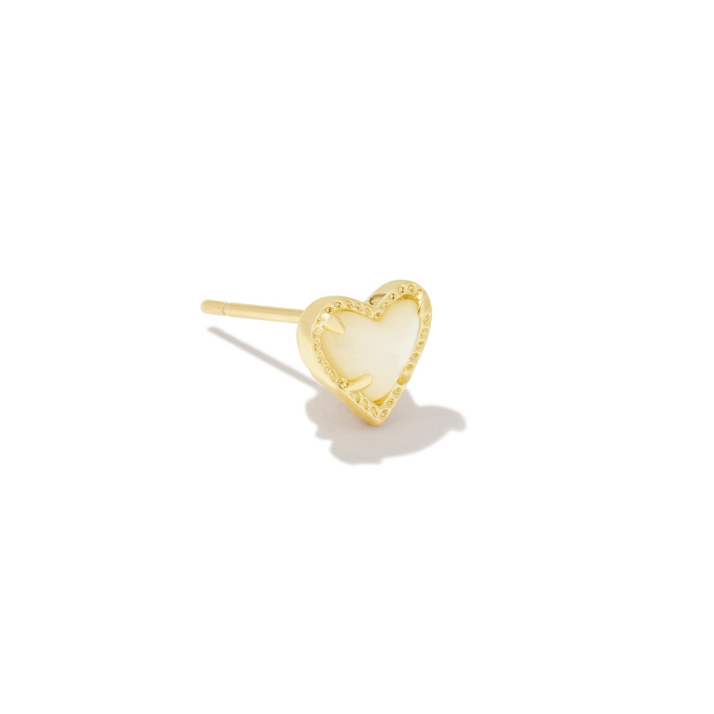 Kendra Scott Mini Ari Heart Single Stud Earring - Gold Ivory Mother of Pearl