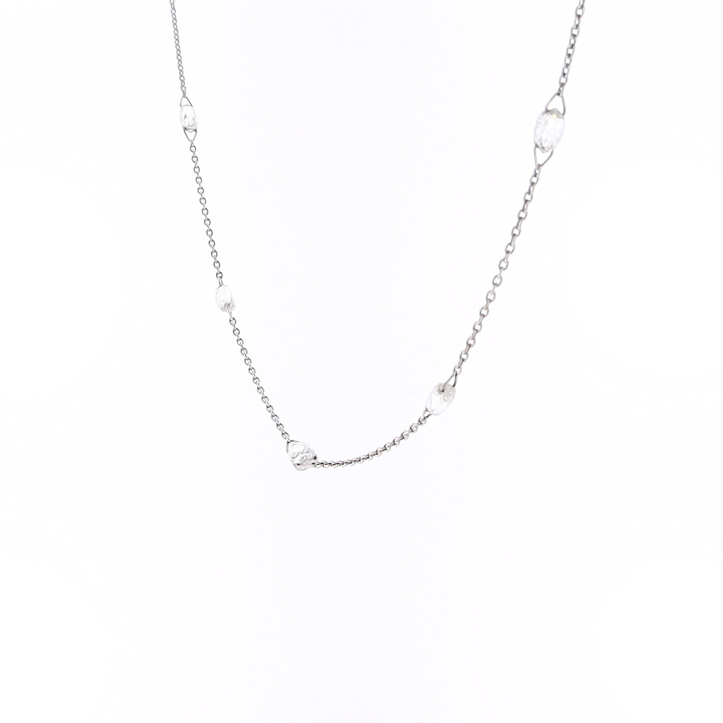 Estate 18 Karat White Gold Brio Adjustable Chain Diamond Necklace