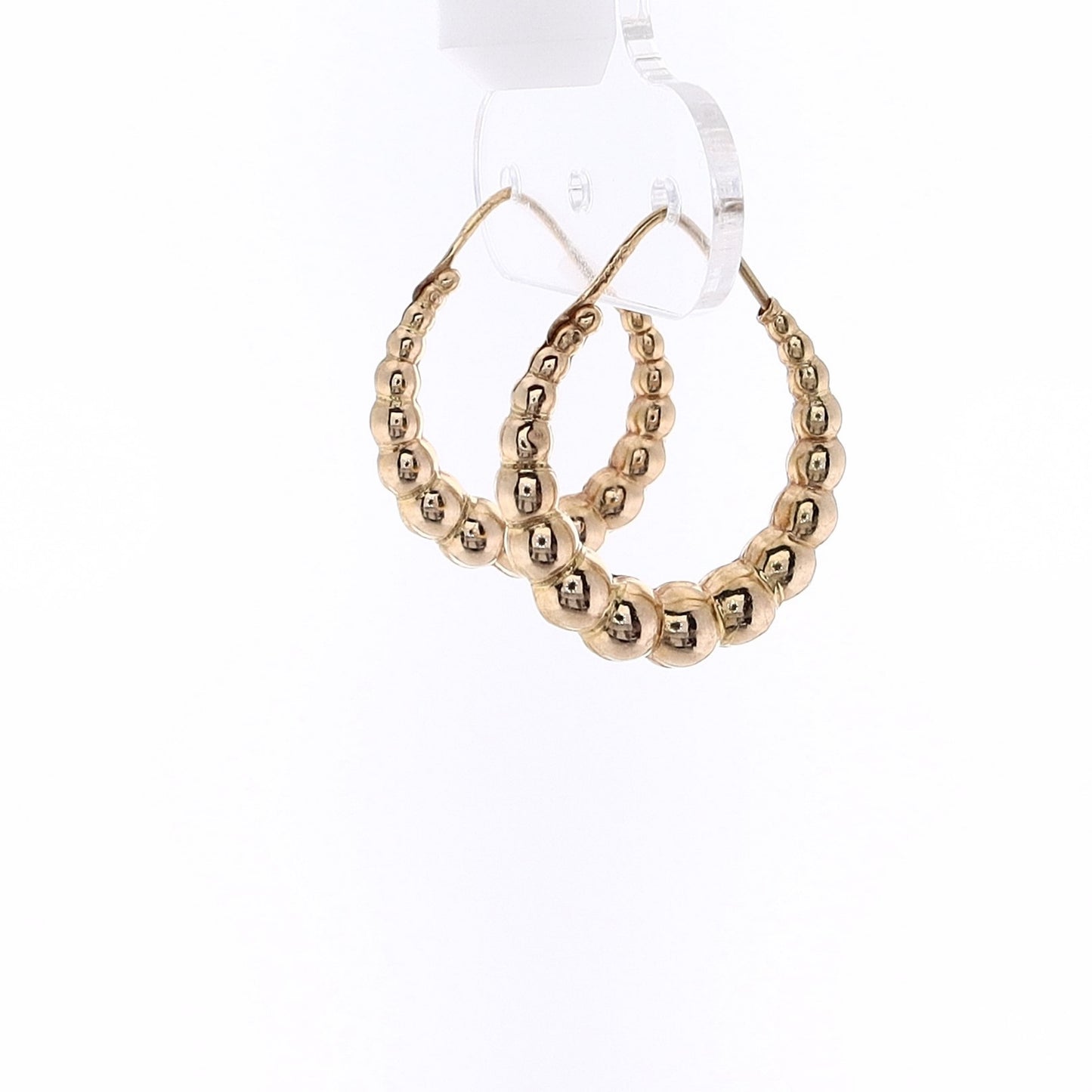 Estate 18 Karat Yellow Gold Tapered Scallop Hoop Earrings