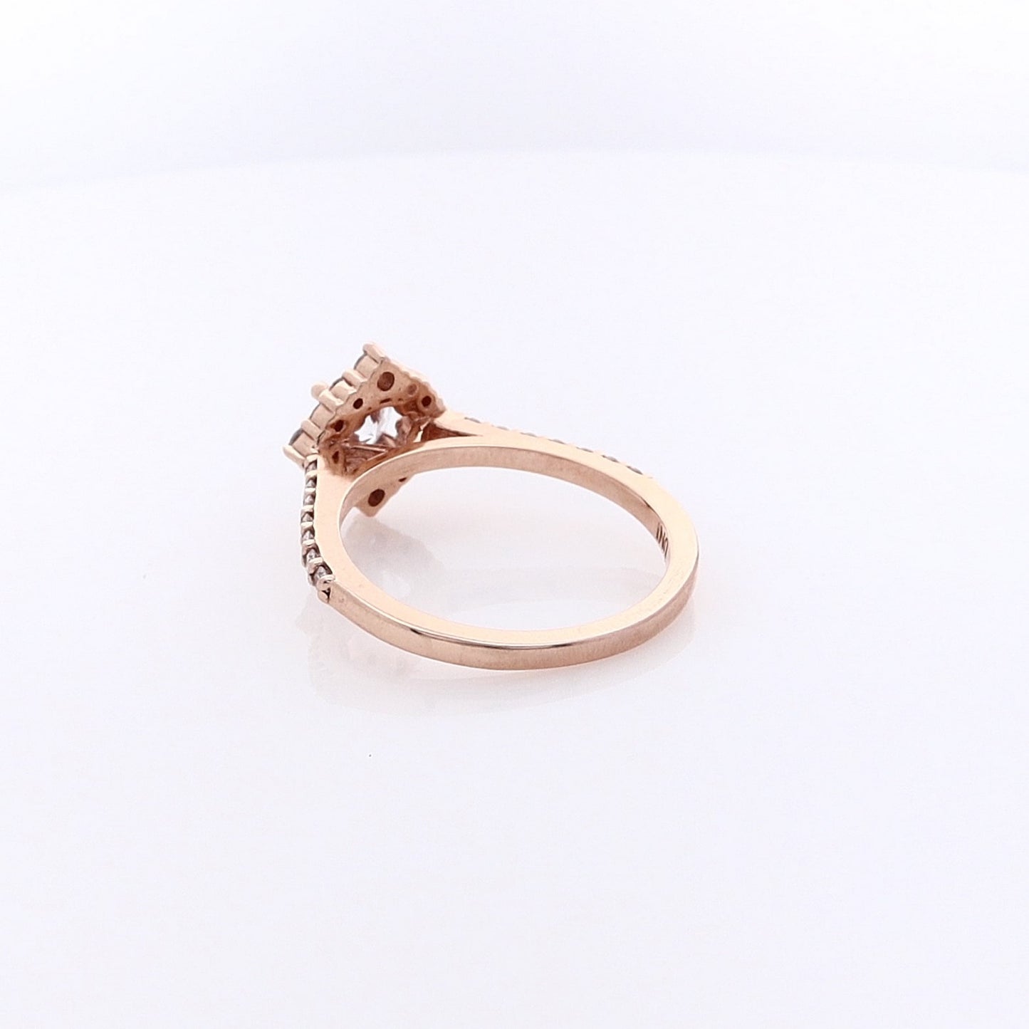 14 Karat Rose Gold Semi Pave Diamond Engagement Ring