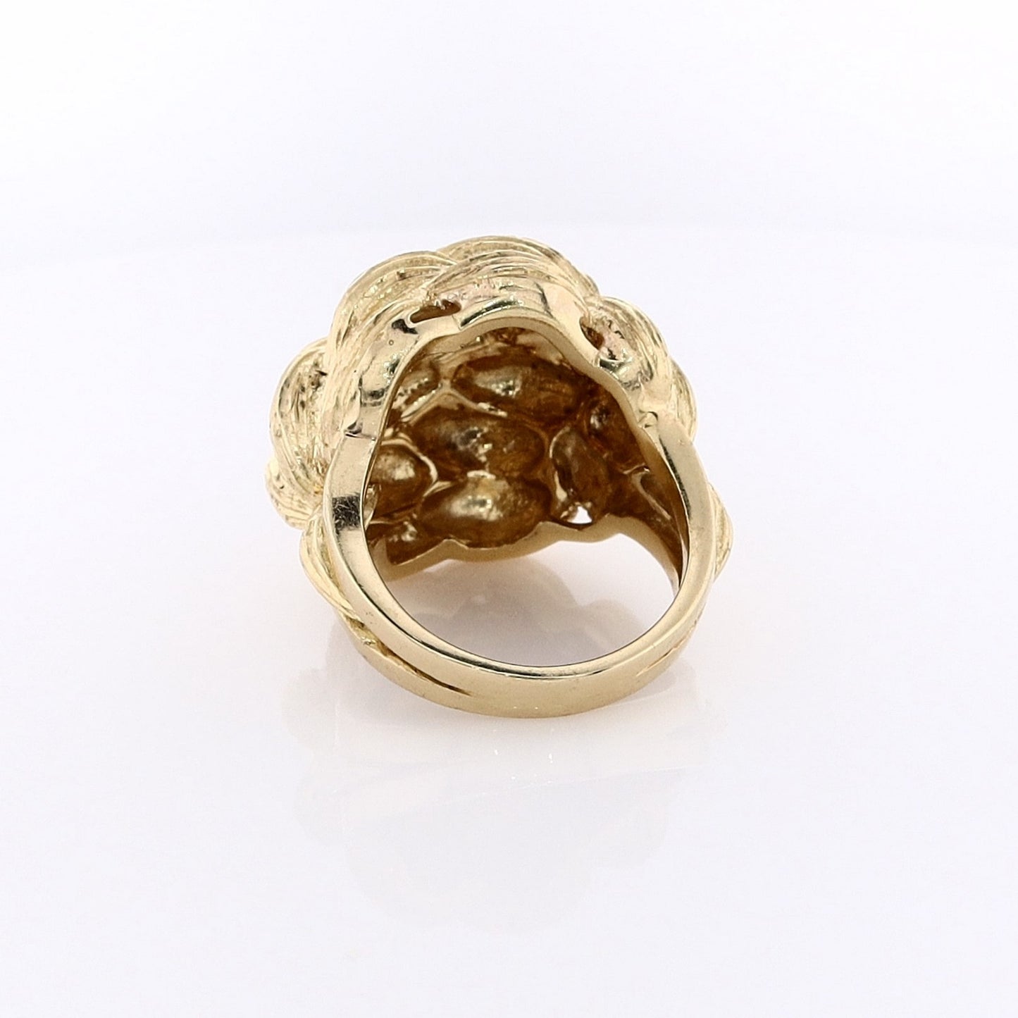 Estate 18 Karat Yellow Gold Domed Textured Basketweave Design Ring