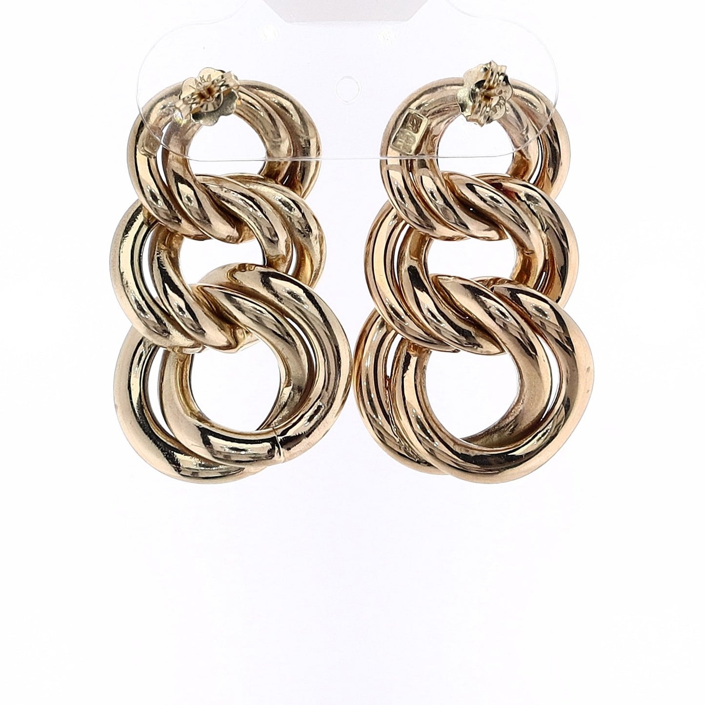 Estate 14ky Graduated Double Link Dangle Earrings