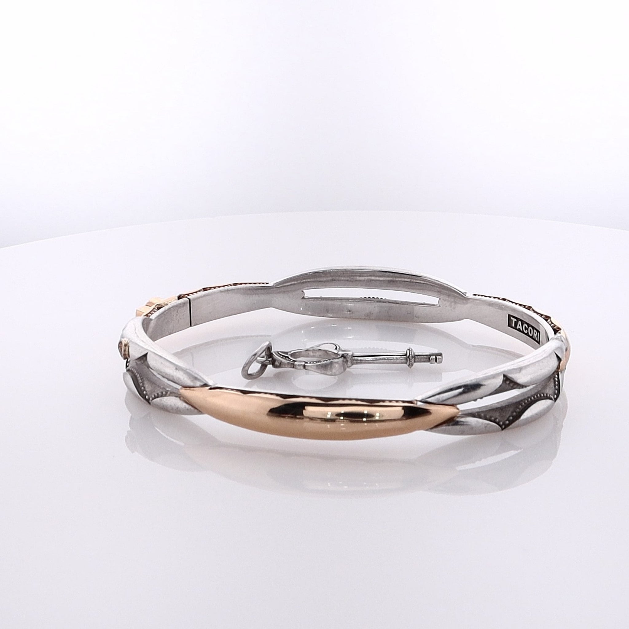 Estate Tacori Sterling Silver and 18 Karat Rose Gold Promise Bangle Br Smyth Jewelers
