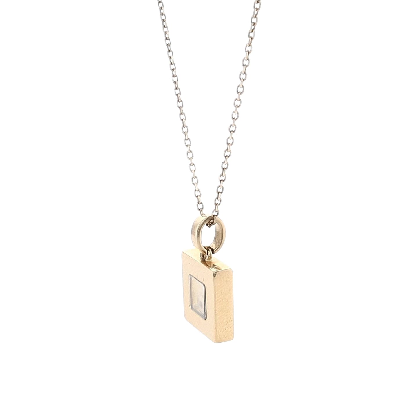 Estate 18k Yellow Gold Chopard Happy Diamonds Icons Square Pendant Necklace