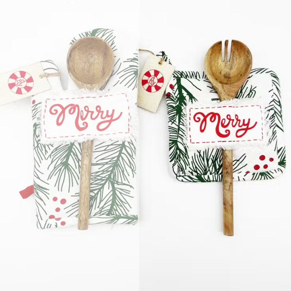 Lux Dear Pine Bought Mit & Pot Holder with Wood Spoon