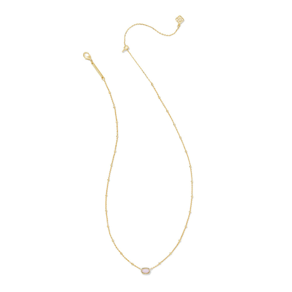 Kendra Scott Mini Elisa Pendant Necklace - Gold Pink Opalite Crystal