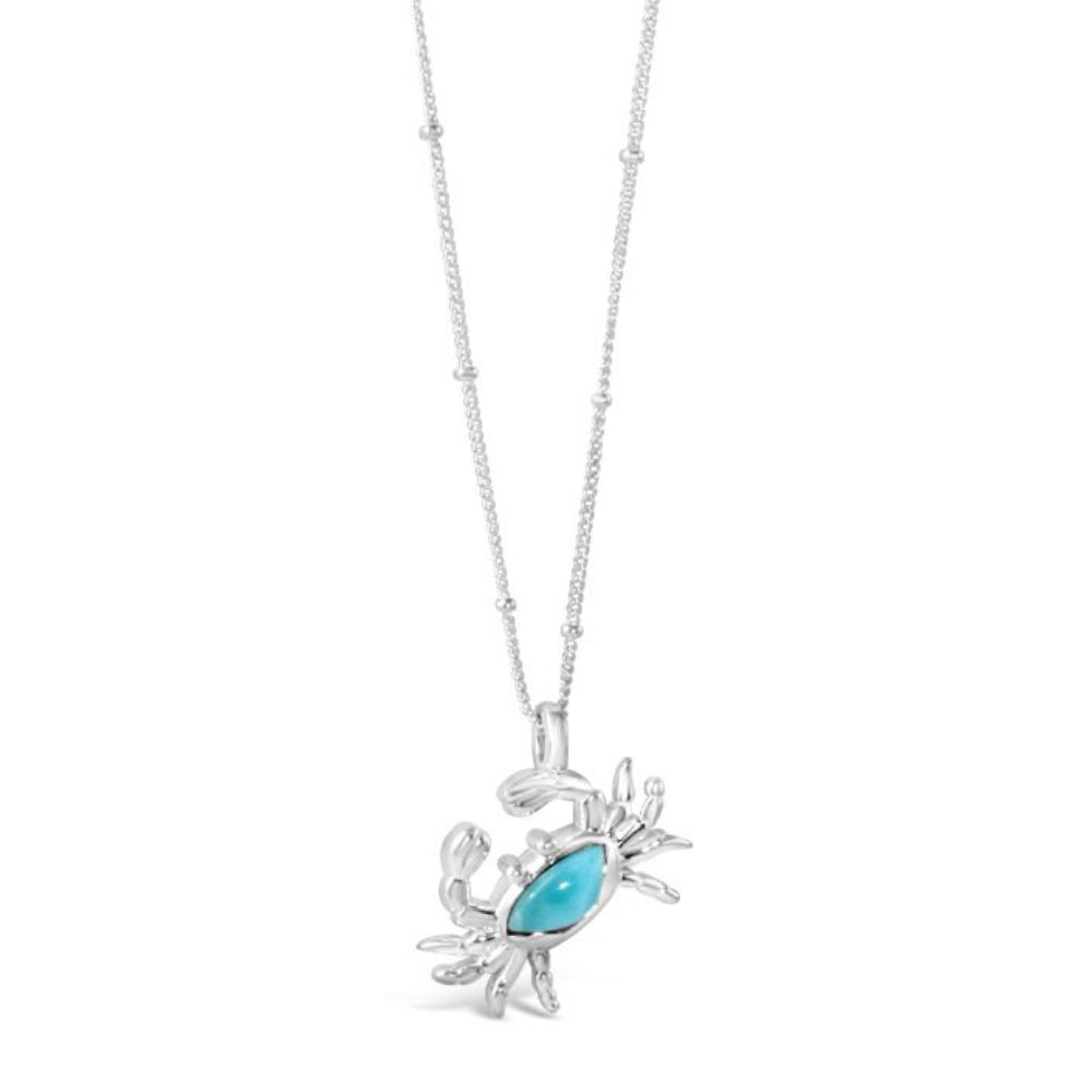 Dune Jewelry Sterling Silver Larimar Crab Necklace