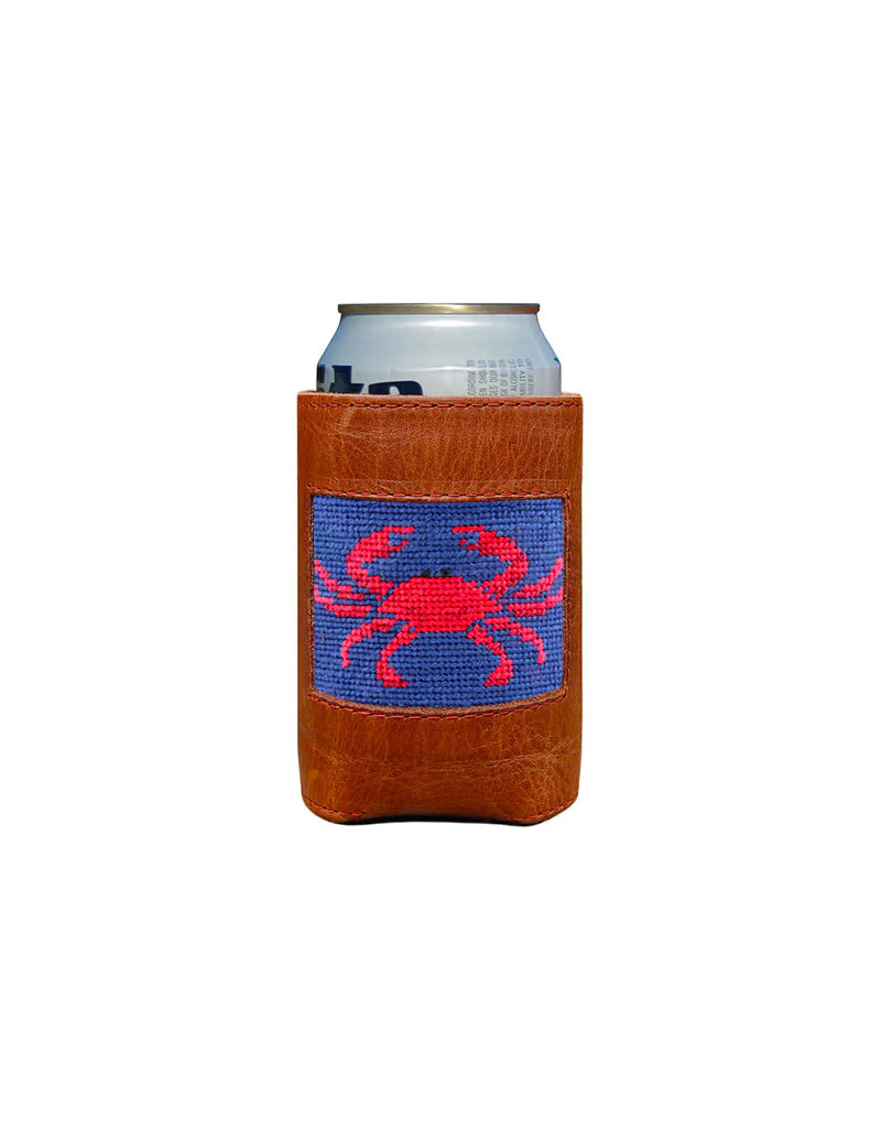 Smathers & Branson Crab Needlepoint Can Cooler - Classic Navy