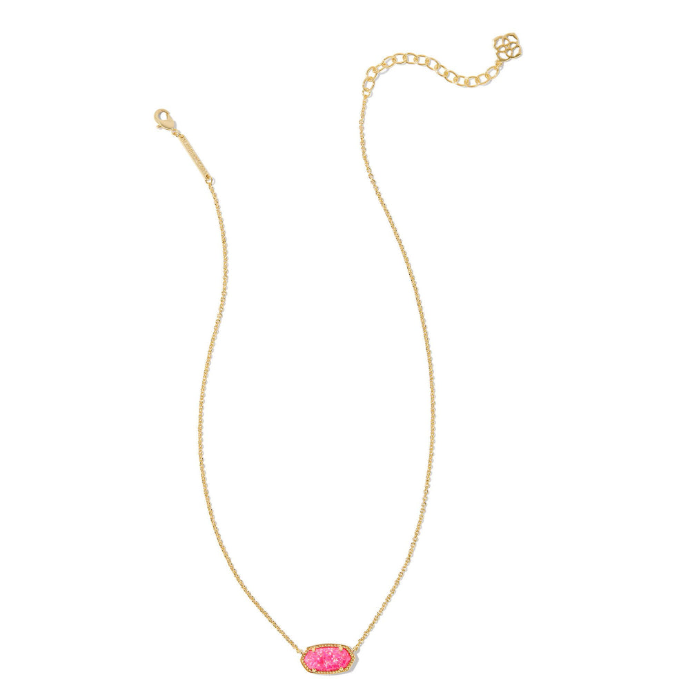 Kendra Scott Elisa Short Pendant Necklace - Bright Pink Kyocera Opal