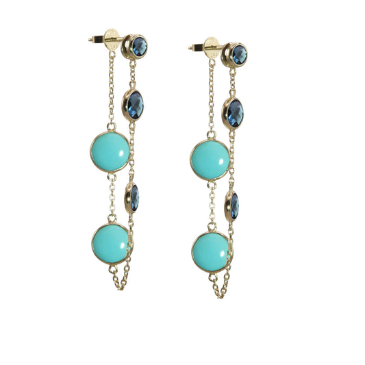 Oliva B. 14k Gold Turquoise Chain Earrings