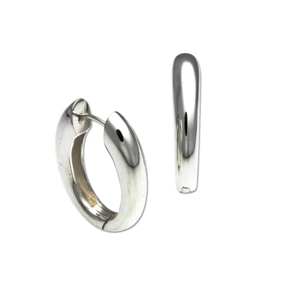 Sterling Silver Oval Snap Hoops