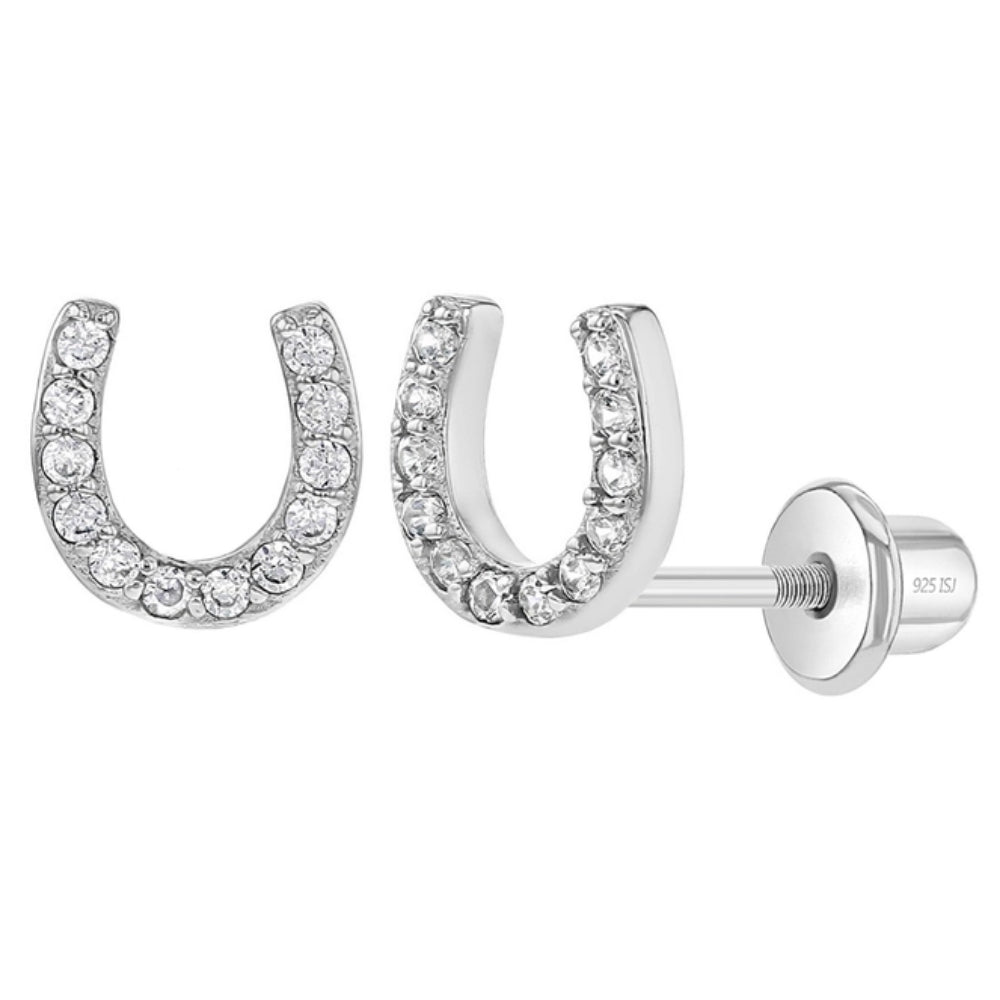 Children's Sterling Silver Horseshoe Stud Earrings