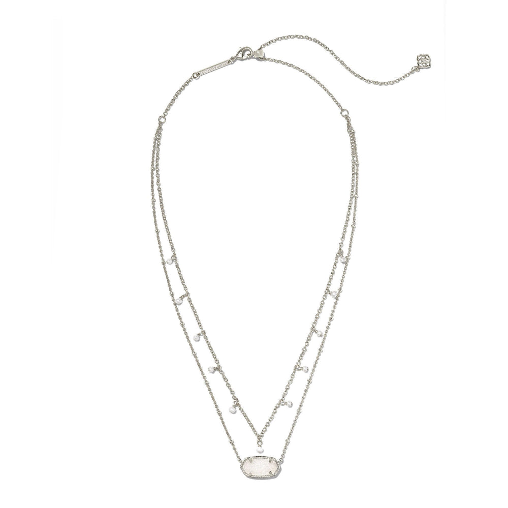 Kendra Scott Elisa Pearl Multi Strand Necklace - Silver Iridescent Drusy