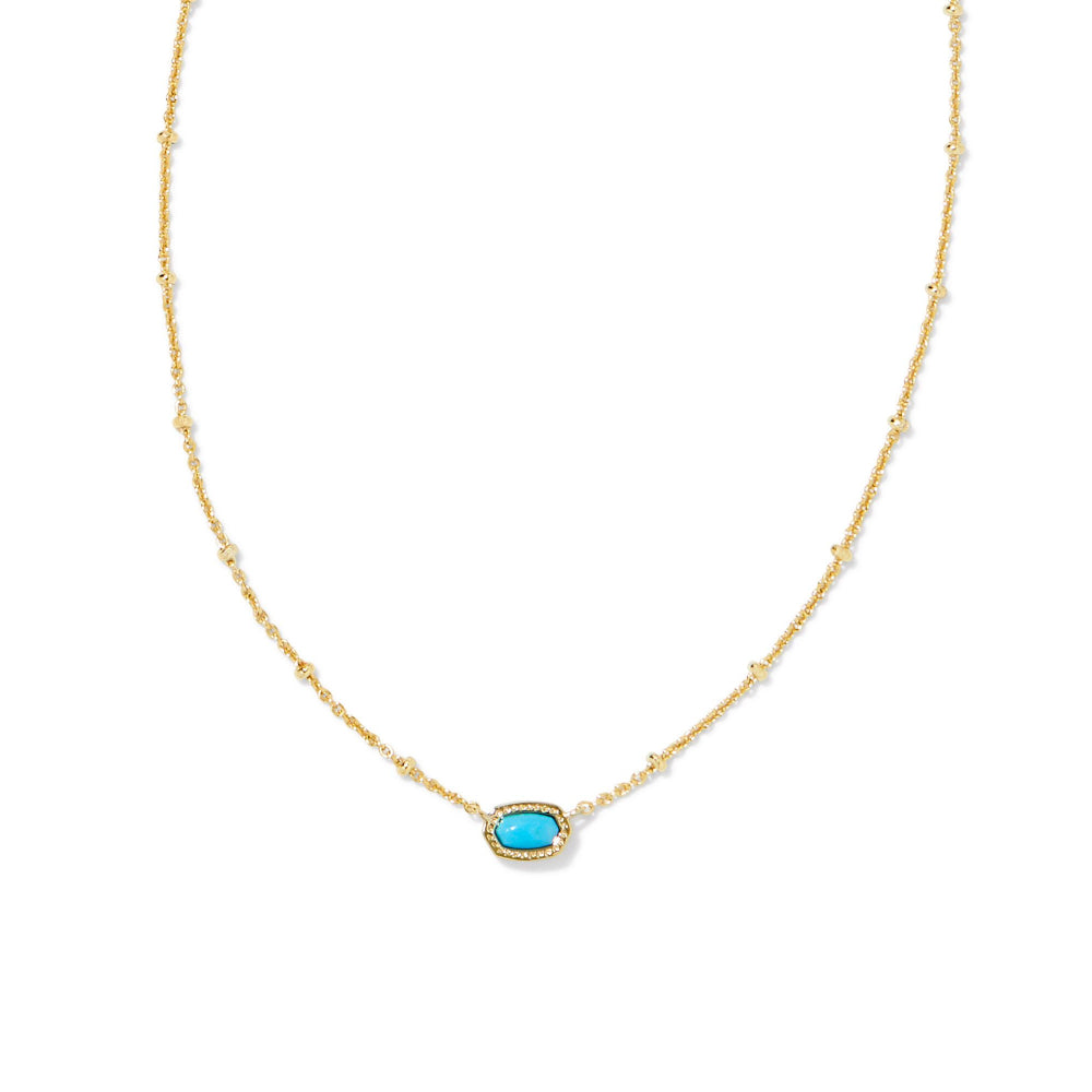 Kendra Scott Mini Elisa Pendant Necklace - Gold Turquoise