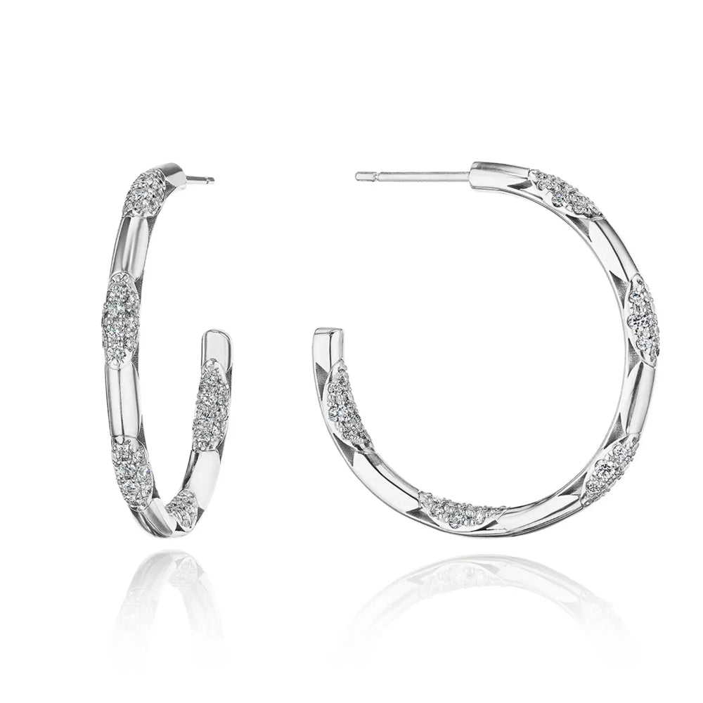 Tacori 18k Crescent Eclipse Large High Polish Hoops, 34mm