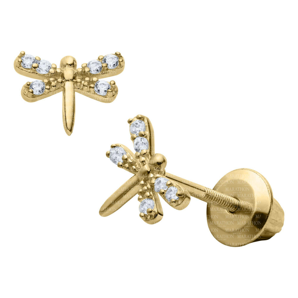 Children's 14y Gold Dragonfly Stud Earrings