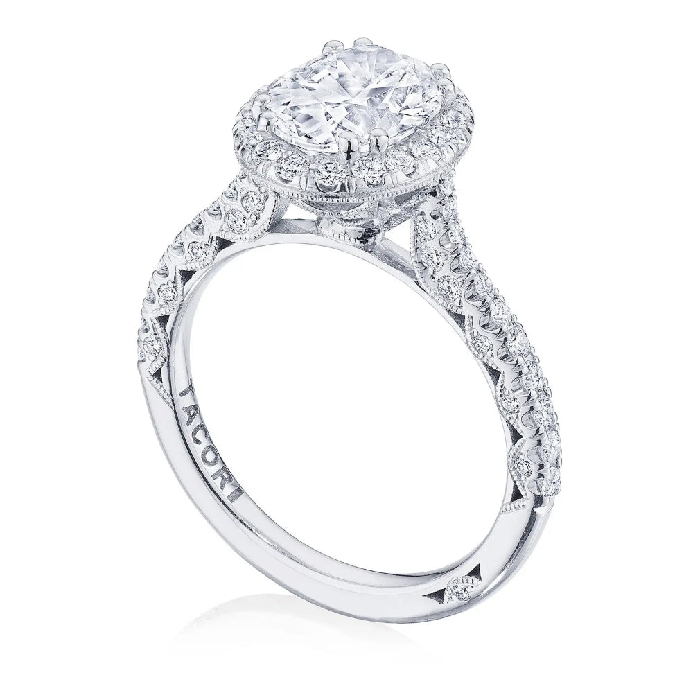 Tacori 18k Petite Crescent Oval Bloom Engagement Ring