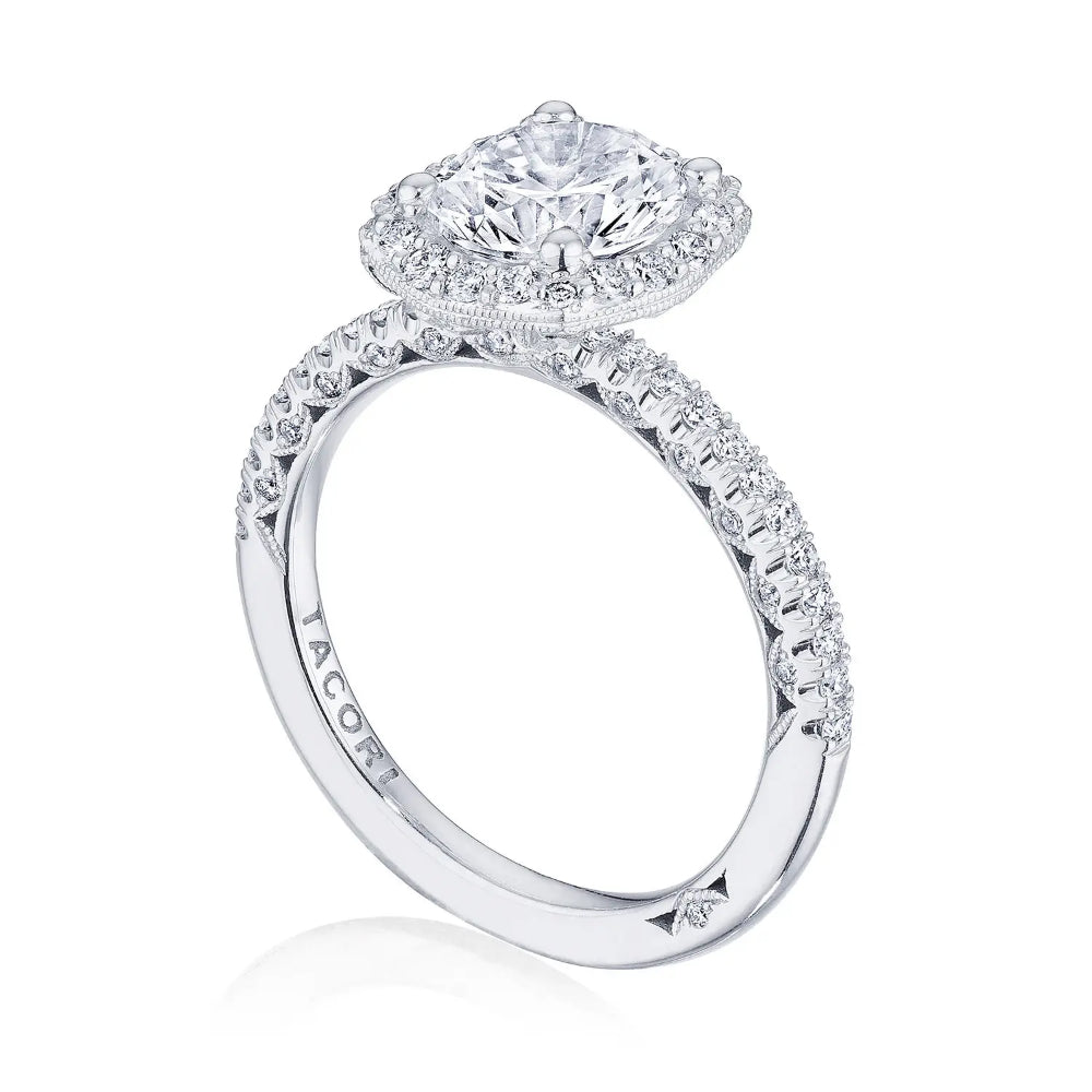 Tacori 18k Petite Crescent Round Bloom Engagement Ring