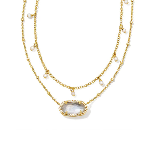 Kendra Scott Elisa Pearl Gold Multi Strand Necklace in Ivory Mother-of-Pearl