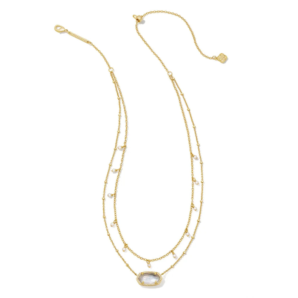 Kendra Scott Elisa Pearl Gold Multi Strand Necklace in Ivory Mother-of-Pearl